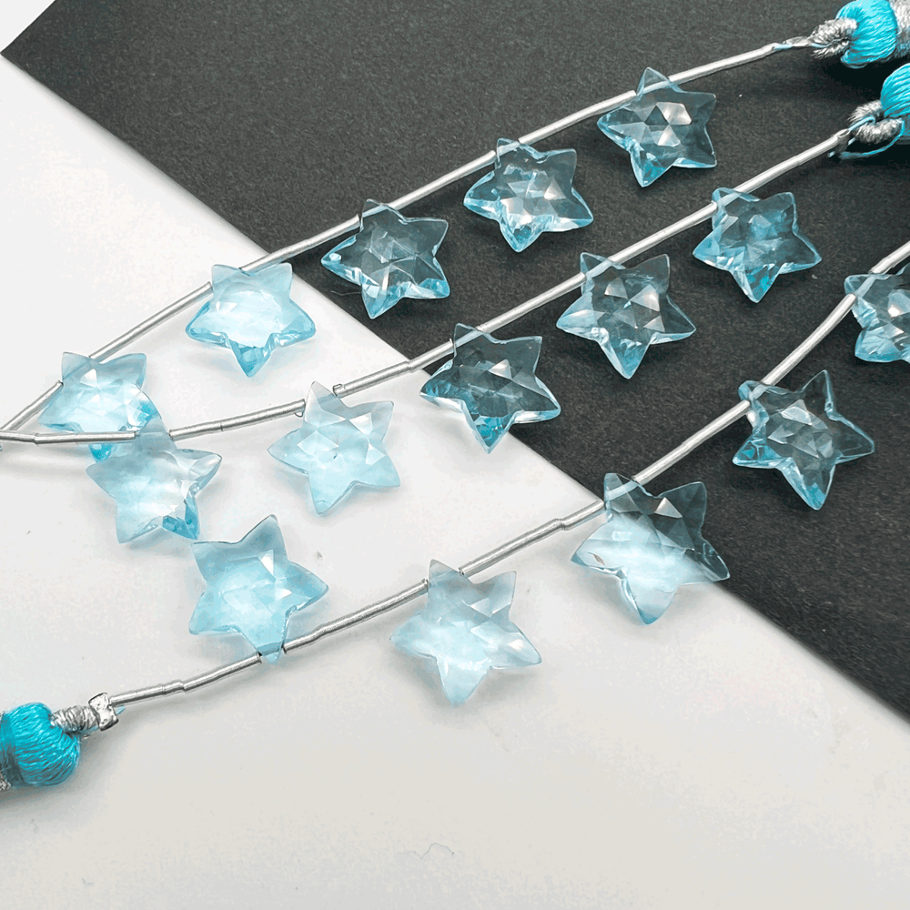☆星カット*ブルートパーズ*約10～12ｍｍ前後*MI001 - 07907 - aoneko_gems