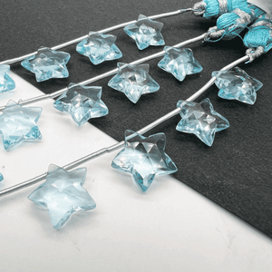 ☆星カット*ブルートパーズ*約10～12ｍｍ前後*MI001 - 07907 - aoneko_gems