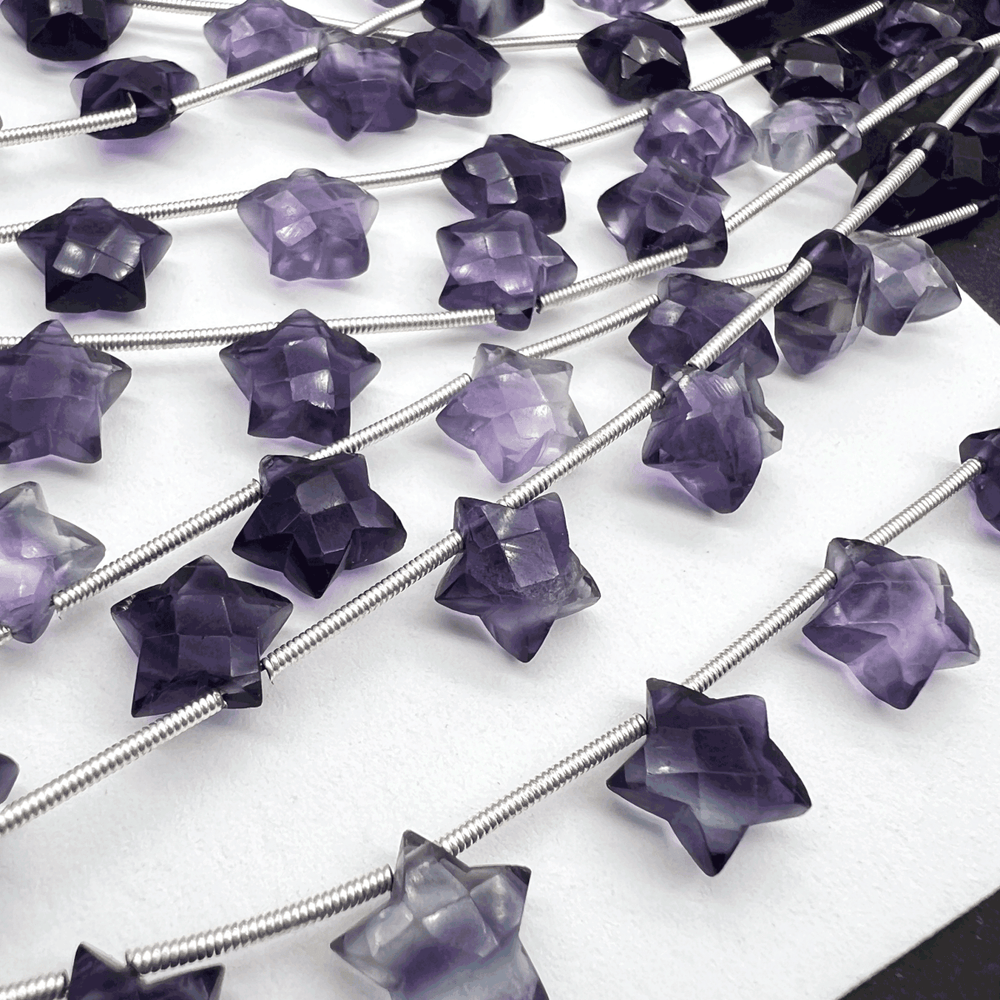 品質良しフローライト*星カット*約10ｍｍ前後*MI003 - 02703 - aoneko_gems