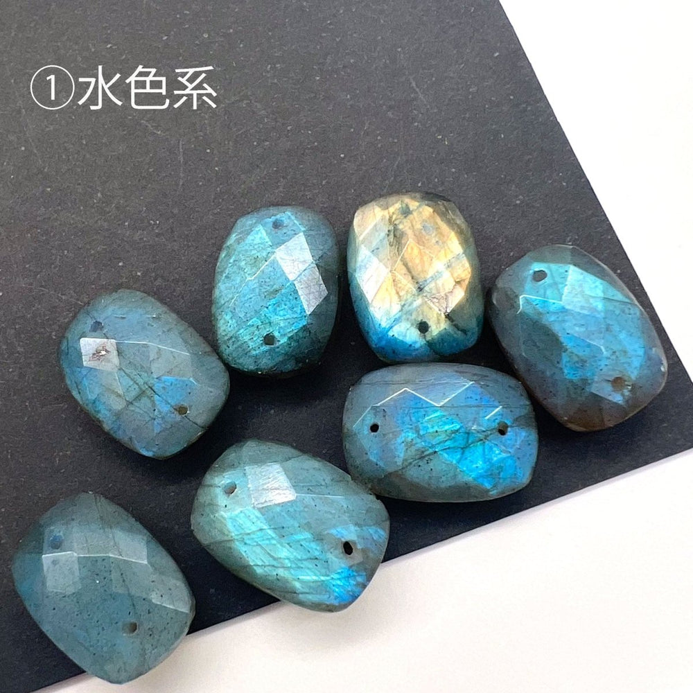 １粒＊ダブルホール＊ラブラドライト＊レクタングルカット＊約14×10ｍｍ