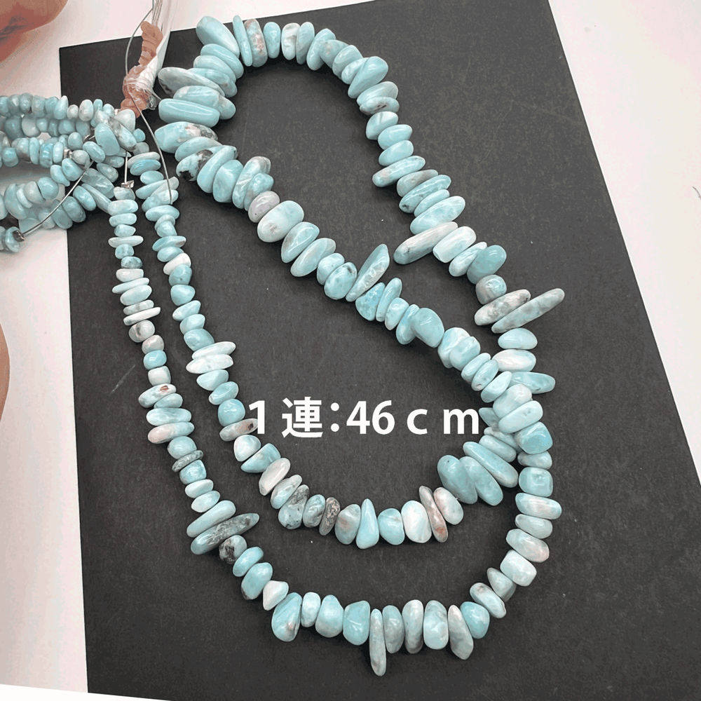 1/2連*太ましいラリマー*模様きれいなさざれ連*約4.0～10.0ｍｍ前後 - aoneko_gems