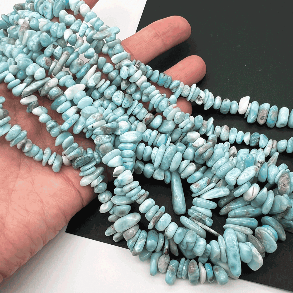 1/2連*太ましいラリマー*模様きれいなさざれ連*約4.0～10.0ｍｍ前後 - aoneko_gems