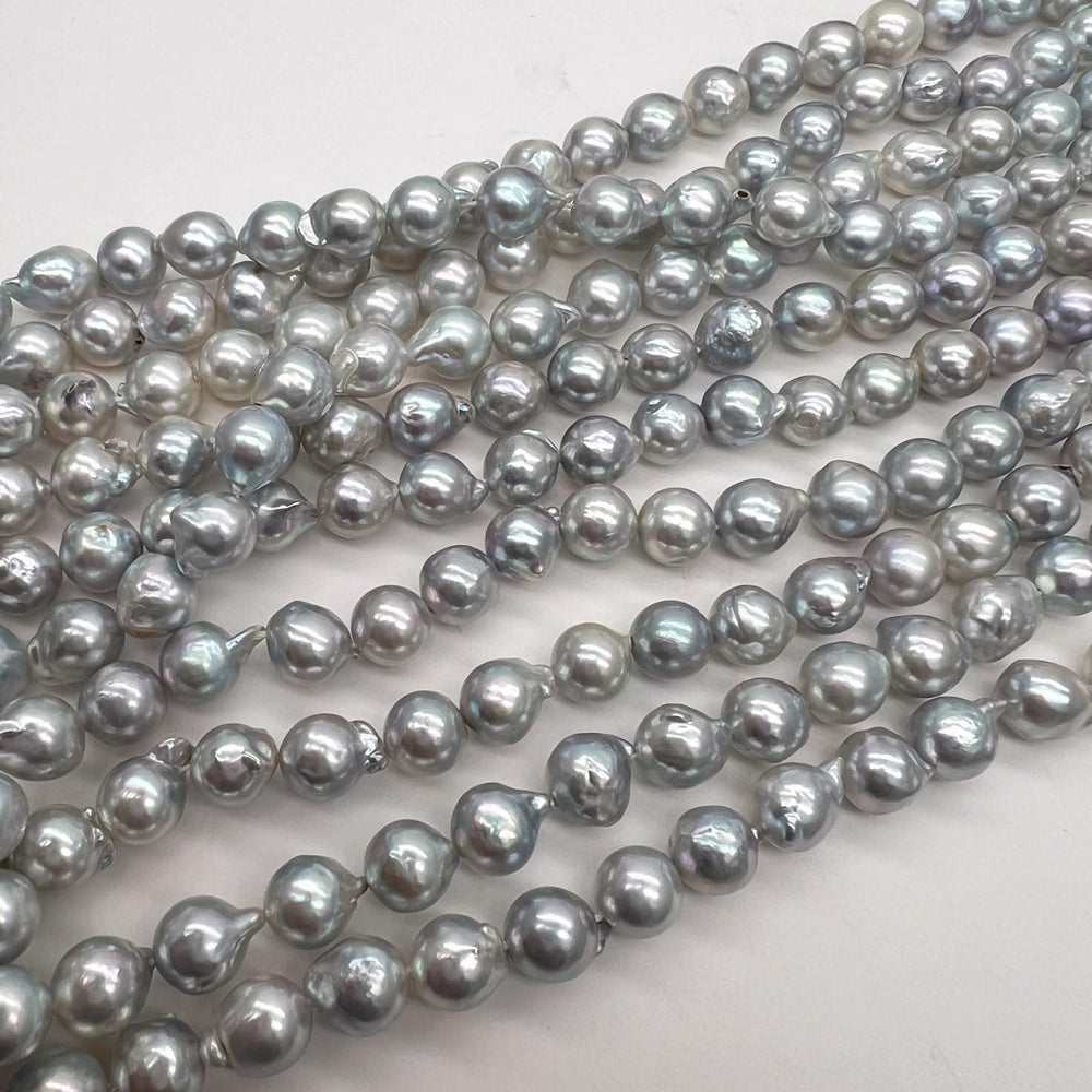 1/2連*ツヤ良し♪ナチュラル*ブルーグレー*アコヤ真珠*約7.5～7.9ｍｍ - aoneko_gems