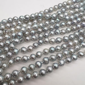 1/2連*ツヤ良し♪ナチュラル*ブルーグレー*アコヤ真珠*約7.5～7.9ｍｍ - aoneko_gems