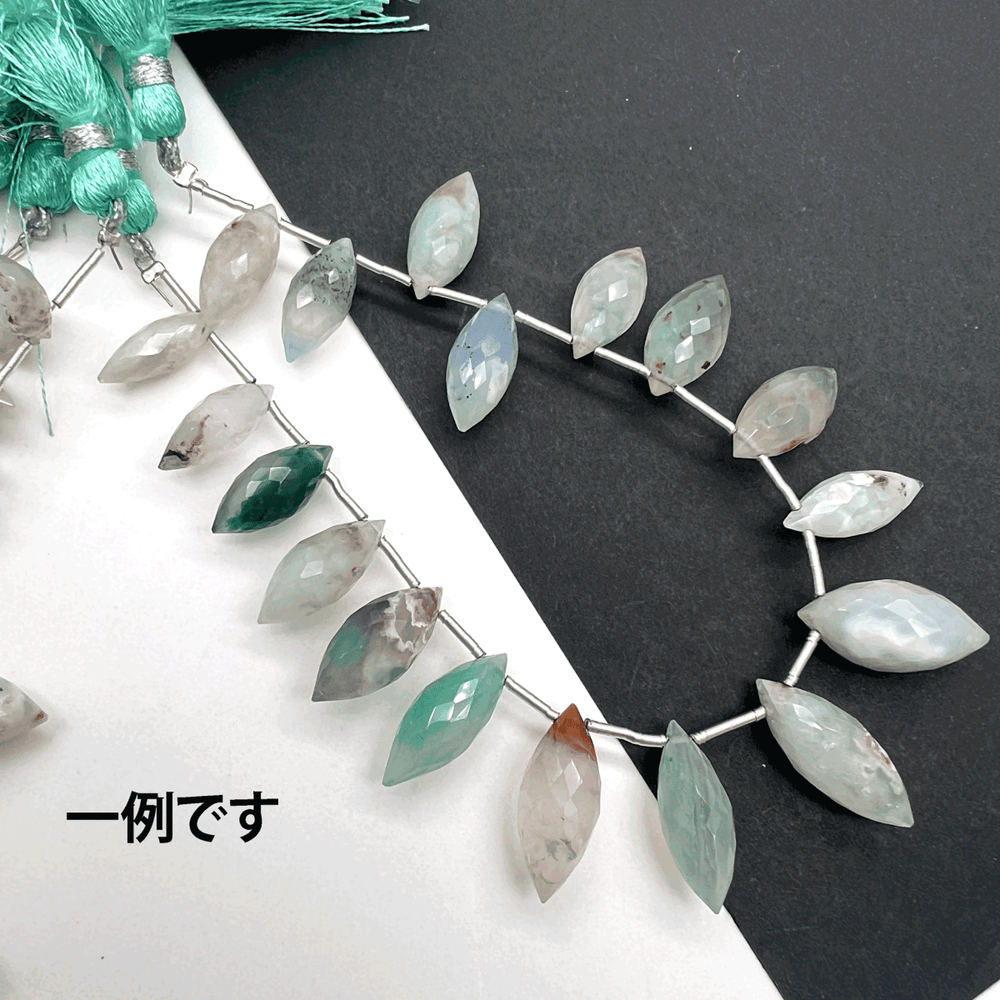 品質良し*内包物の模様が可愛い♪アクアプレーズ*大きめデュードロップカット*約13×6～17×8ｍｍ前後*MI001 - 17805 - aoneko_gems