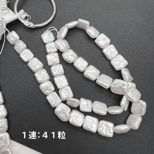 1/4連(10粒)*ぴっかぴか高品質♪淡水パール＊スクエア型＊9.5ｍｍ前後 - aoneko_gems
