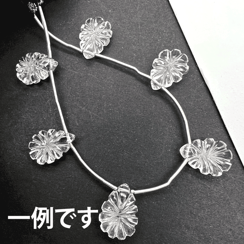 フラワーカービング(彫刻)*クォーツ・ペアシェイプ*約14×10ｍｍ前後*MI003 - 02404 - aoneko_gems