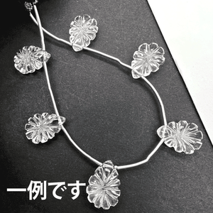 フラワーカービング(彫刻)*クォーツ・ペアシェイプ*約14×10ｍｍ前後*MI003 - 02404 - aoneko_gems