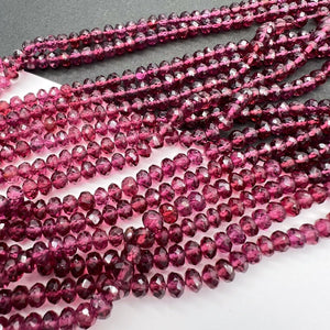 1/4連*希少石*マラヤガーネット（濃いめカラー）*太めロンデルカット*約3.6～4.5ｍｍ前後 - aoneko_gems