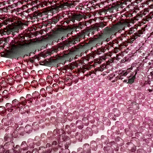 1/4連*希少石*マラヤガーネット（濃いめカラー）*太めロンデルカット*約3.6～4.5ｍｍ前後 - aoneko_gems