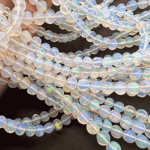 1/4連*透明＆ミルキー*エチオピアオパール*丸玉連*約３～７ｍｍ前後 - aoneko_gems