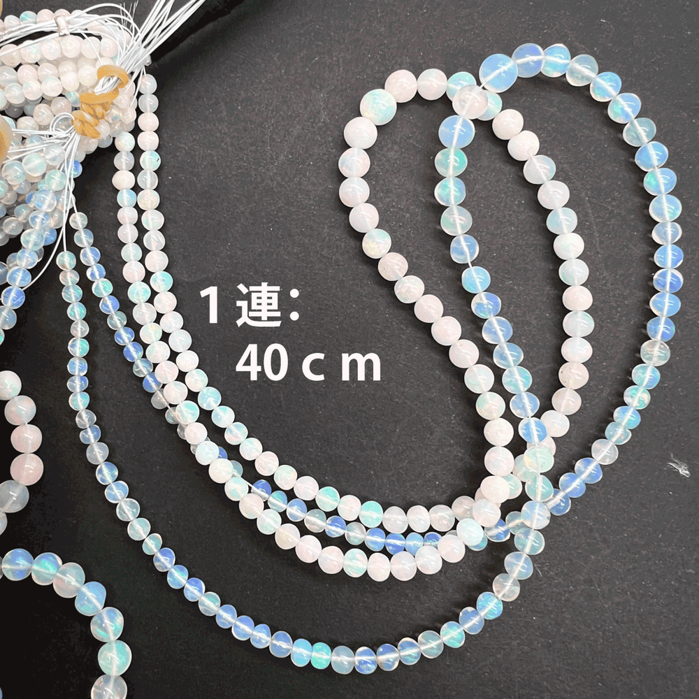 1/4連*透明＆ミルキー*エチオピアオパール*丸玉連*約３～７ｍｍ前後 - aoneko_gems