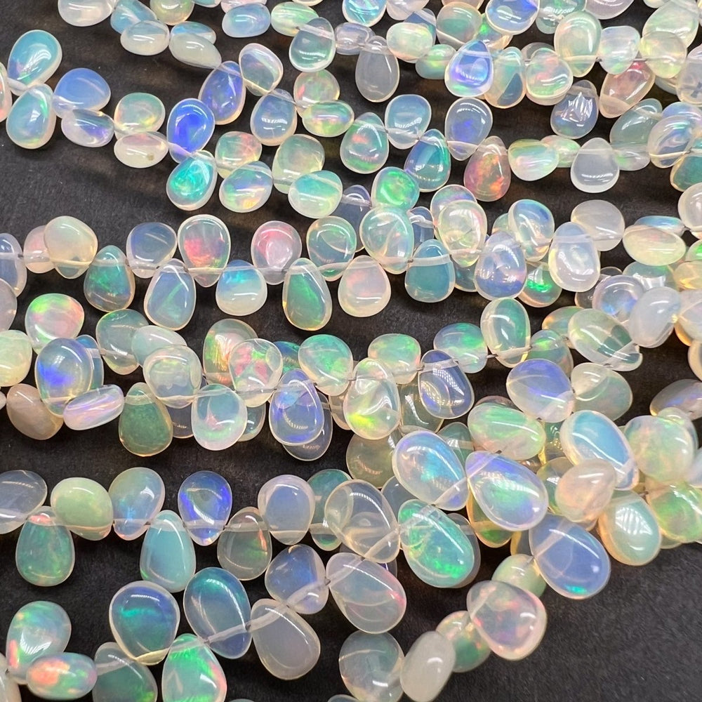 1/4連*イエロー*エチオピアオパール*スムースペアシェイプ連*約5×4～9×5ｍｍ前後 - aoneko_gems