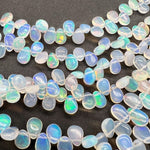 1/4連*ホワイト*エチオピアオパール*スムースペアシェイプ連*約5×4～9×5ｍｍ前後 - aoneko_gems
