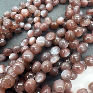 1/4連*ころんと♪可愛い♪*チョコレートムーンストーン＊スムースオニオン*約6.5～7.5ｍｍ - aoneko_gems