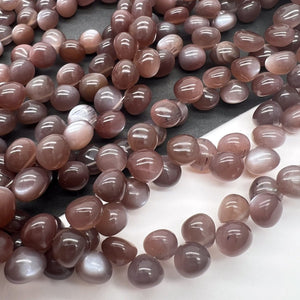 1/4連*ころんと♪可愛い♪*チョコレートムーンストーン＊スムースオニオン*約6.5～7.5ｍｍ - aoneko_gems