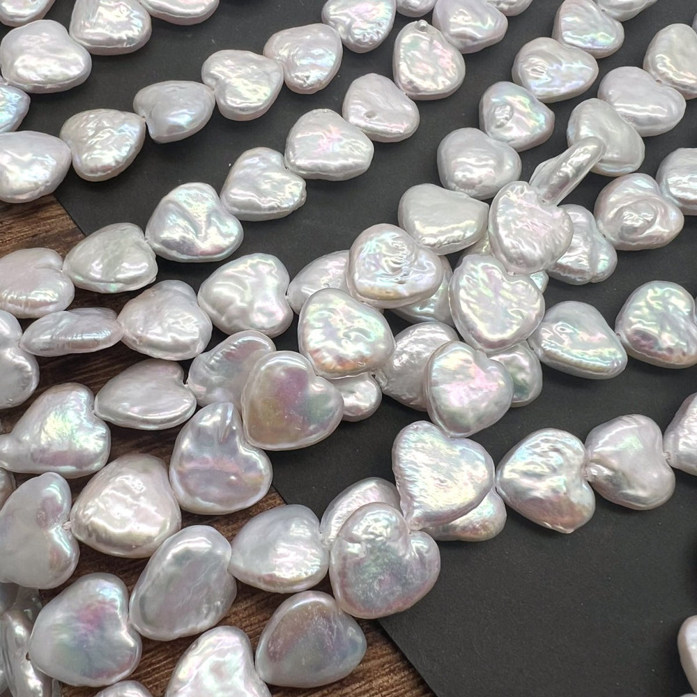 1/4連(8粒)*ぴっかぴか高品質♪淡水パール＊ハート型＊約12～13ｍｍ - aoneko_gems