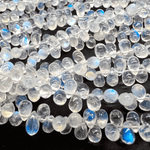 1/4連*A品質*透明感抜群♪小さめぷる粒*ブルームーンストーン＊スムースドロップ連 - aoneko_gems