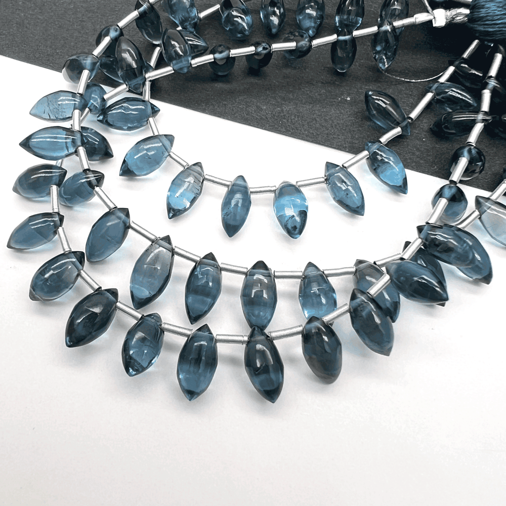 1/4連*すっきりぷるん♪*高品質ロンドンブルートパーズ*スムースデュードロップ連*MI001 - 09220 - aoneko_gems