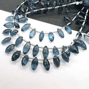 1/4連*すっきりぷるん♪*高品質ロンドンブルートパーズ*スムースデュードロップ連*MI001 - 09220 - aoneko_gems