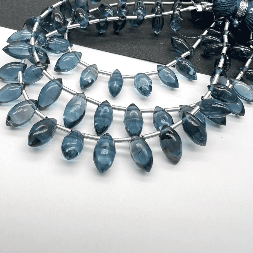 1/4連*すっきりぷるん♪*高品質ロンドンブルートパーズ*スムースデュードロップ連*MI001 - 09220 - aoneko_gems