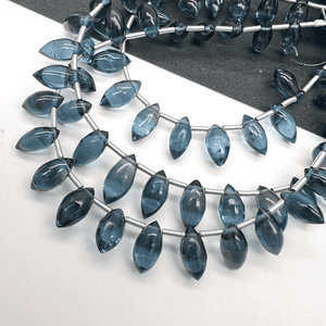 1/4連*すっきりぷるん♪*高品質ロンドンブルートパーズ*スムースデュードロップ連*MI001 - 09220 - aoneko_gems