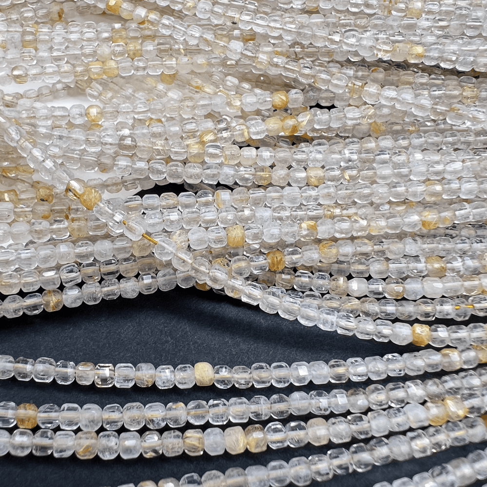 特価*ゴールデンルチルクォーツ*キューブカット*約2.5ｍｍ*MI004 - 06501 - aoneko_gems