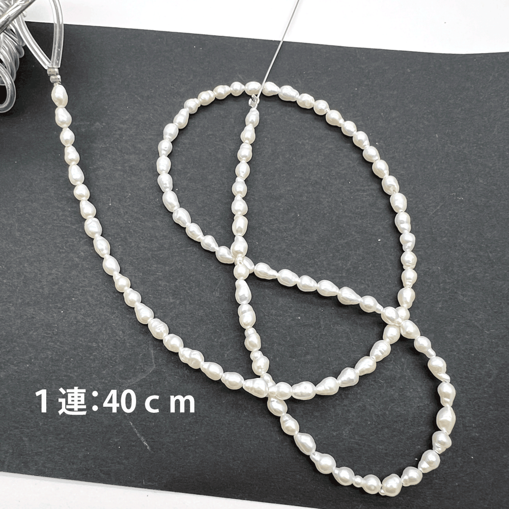 高品質ぴっかぴかテリテリ*ライス*ホワイト*淡水パール*約4.0×3.0ｍｍ前後*RK02 - aoneko_gems