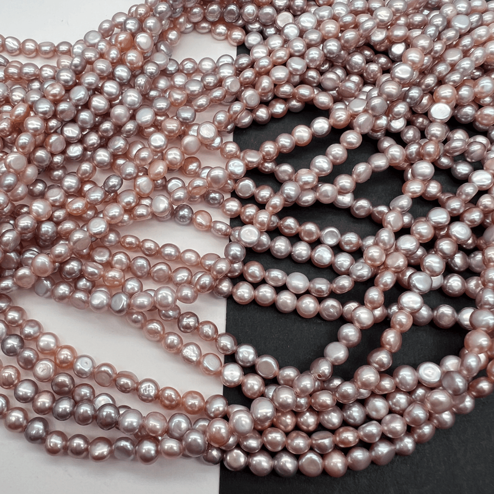 小粒フラットバック*天然色ピンクオレンジ♪淡水パール*約4.0～4.5ｍｍ*MI005 - 07003 - aoneko_gems