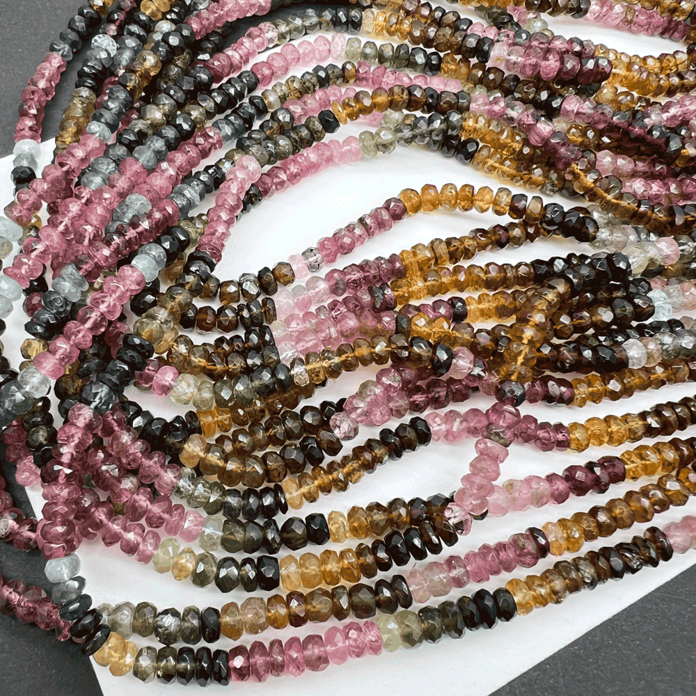 太めのマルチカラートルマリン*ロンデルカット*約4.0ｍｍ前後 - aoneko_gems