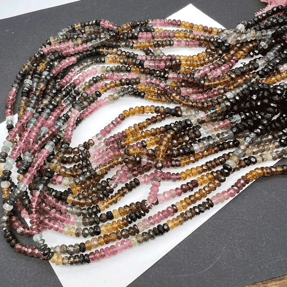 太めのマルチカラートルマリン*ロンデルカット*約4.0ｍｍ前後 - aoneko_gems
