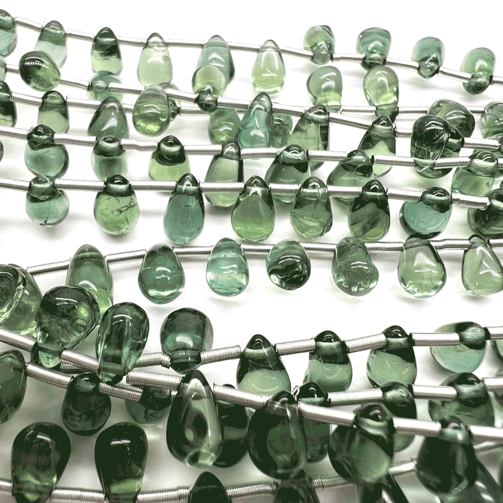 高品質グリーンアパタイト*スムースドロップ連*約4.5×3.5～7×4.5ｍｍ*MI001 - 03002 - aoneko_gems