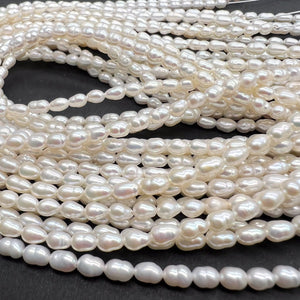 高品質ぴっかぴかテリテリ*ライス*ホワイト*淡水パール*約5.5×3.0ｍｍ前後*RJ - aoneko_gems