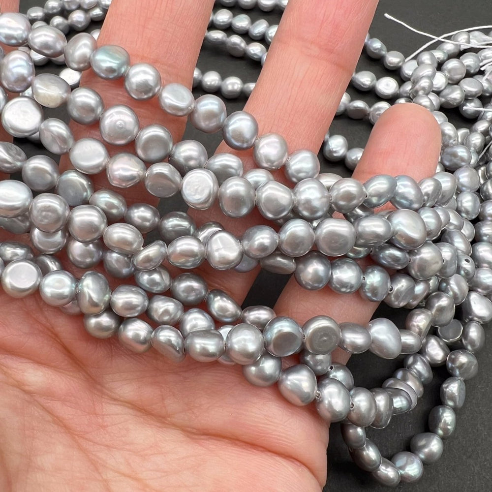 ツヤ良し♪フラットバック＊染めグレー＊淡水パール*約5.5ｍｍ前後 - aoneko_gems