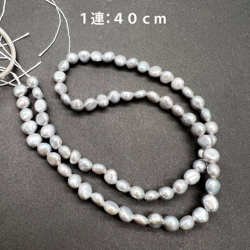ツヤ良し♪フラットバック＊染めグレー＊淡水パール*約5.5ｍｍ前後 - aoneko_gems