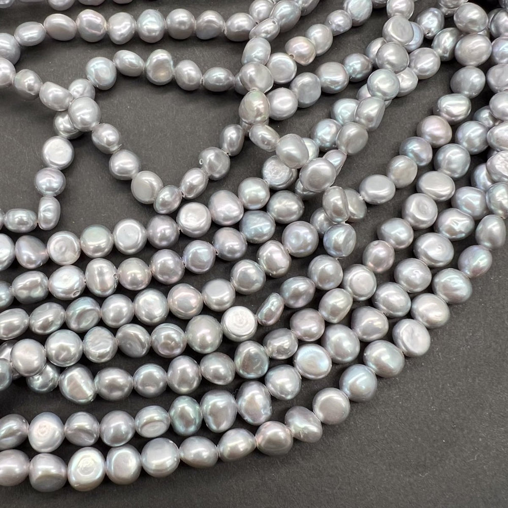 ツヤ良し♪フラットバック＊染めグレー＊淡水パール*約5.5ｍｍ前後 - aoneko_gems