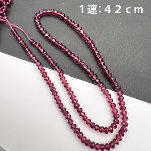 1/4連*希少石*マラヤガーネット（濃いめカラー）*太めロンデルカット*約3.6～4.5ｍｍ前後
