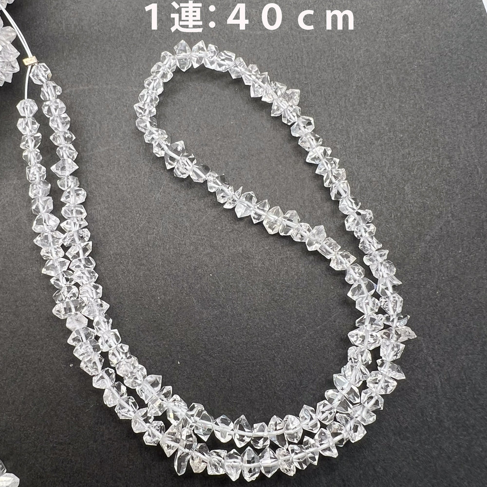 1/2連*大きめ粒♪パキスタン産両剣水晶（パーキマークォーツ）＊ラフ連＊約6.0ｍｍ前後