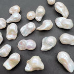 B品＊粒売り＆まとめパック＊ホワイト＊オイスターバロック＊淡水パール*貫通穴 - aoneko_gems