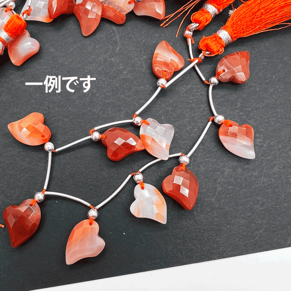 しましまカーネリアン*ハートカット連*MI001 - 06403 - aoneko_gems