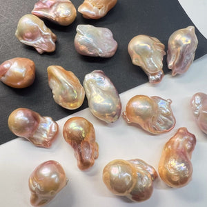 粒売り＊オレンジピンク＊オイスターバロック＊淡水パール*貫通穴 - aoneko_gems